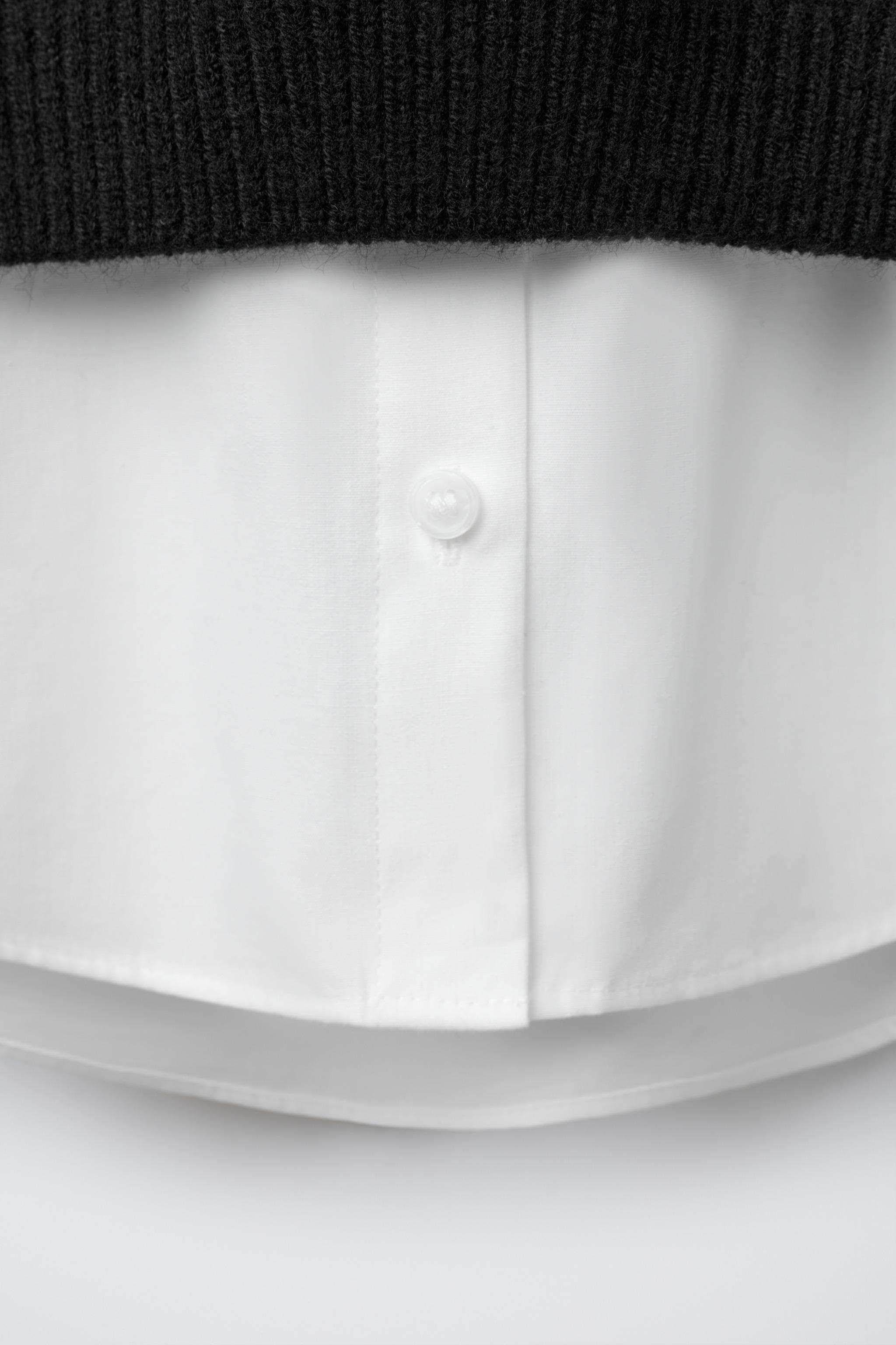 PLAIN SHIRT WITH PEARL KNIT VEST